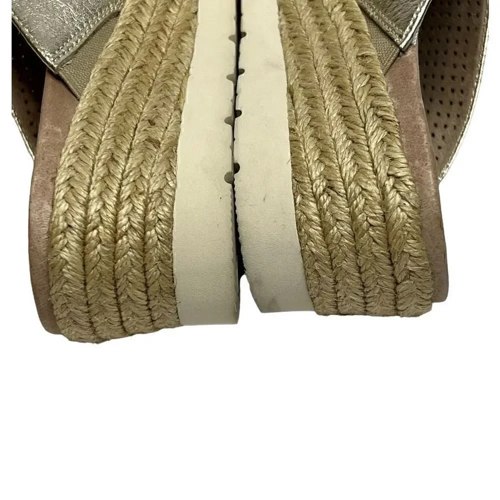 Earth modena marigold gold leather espadrille wedges size 7